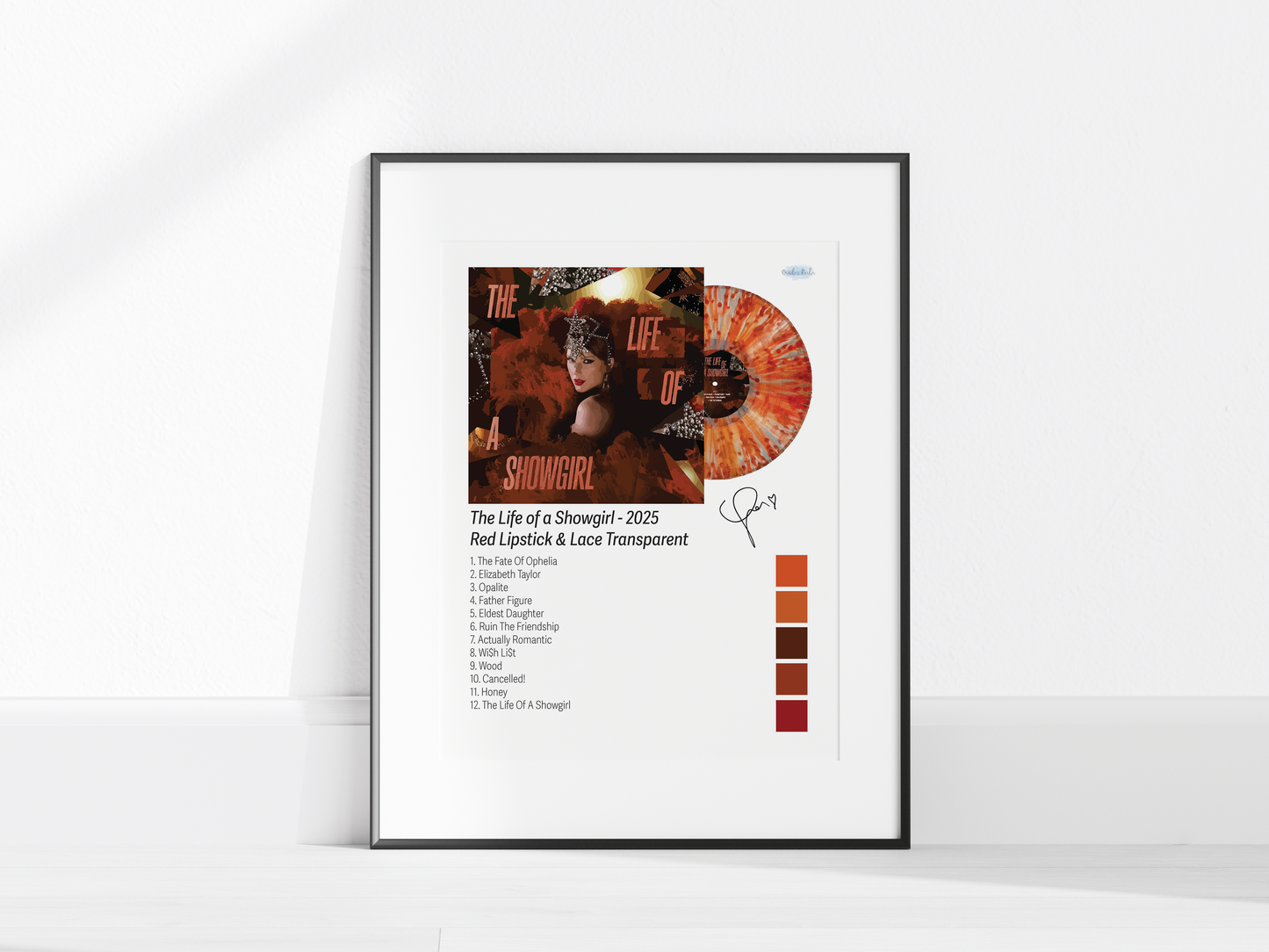 he Life of a Showgirl – Red Lipstick & Lace Transparent Illustrated Color Poster (Digital Download)