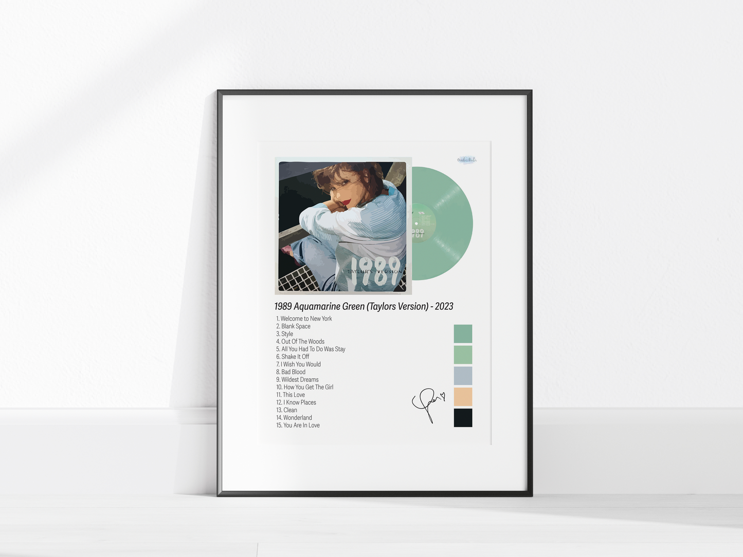 1989 (Taylor’s Version) – Aquamarine Green Illustrated Color Poster (Digital Download)