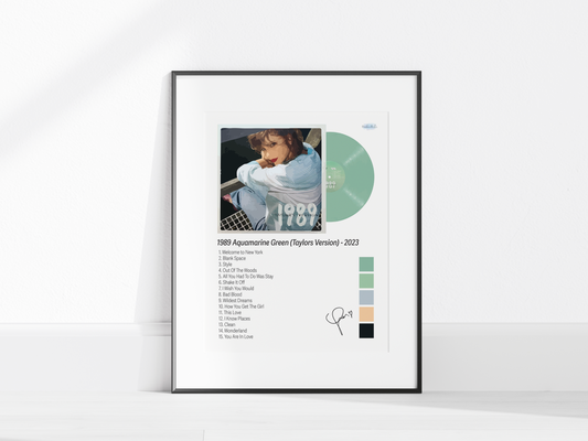 1989 (Taylor’s Version) – Aquamarine Green Illustrated Color Poster (Digital Download)