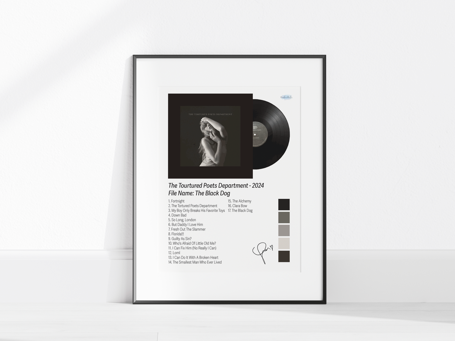 The Tortured Poets Department – The Black Dog Edition Illustrated Color Poster (Digital Download)