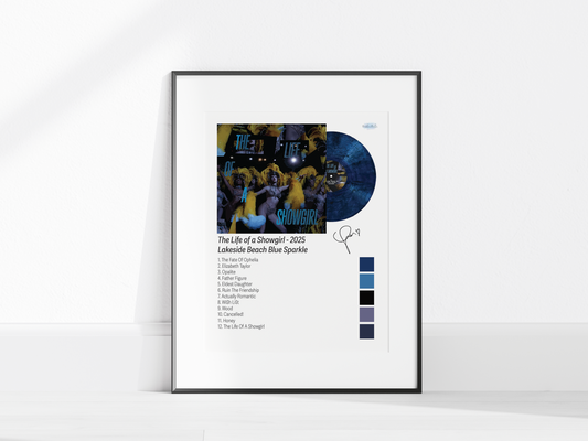 The Life of a Showgirl – Lakeside Beach Blue Sparkle Illustrated Color Poster (Digital Download)